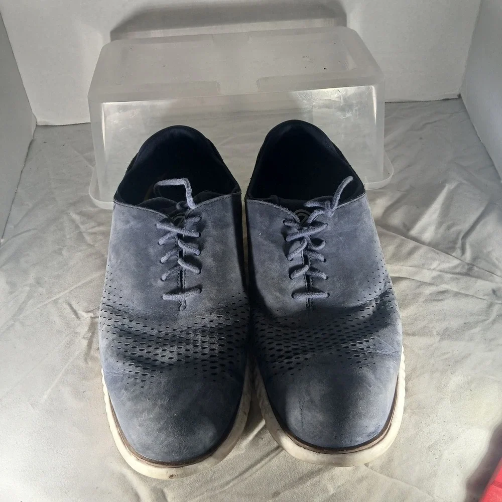 Cole Haan Zerogrand Navy Blue Perforated Suede Oxford Shoes‎ Mens 10W C23806